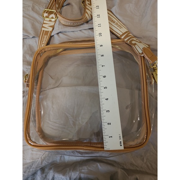 Steve Madden Clear Stadium Crossbody bag makeup travel wide adj. Strap concert - Picture 7 of 10